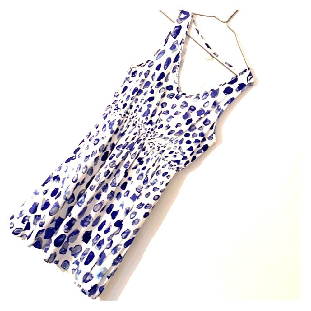 Blue & White Watercolor Dress - Size S